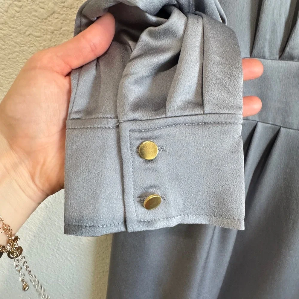 GIULIVA HERITAGE x H&M Maxi Dress Grey Satin Long Sleeve Party Event Cocktail XL